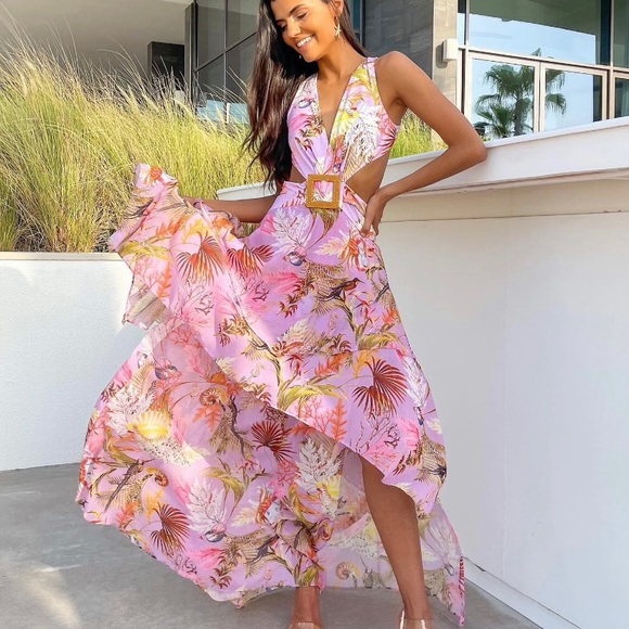 CUT OUT DETAIL MAXI DRESS OPEN BACK Summer dress - Picture 1 of 5